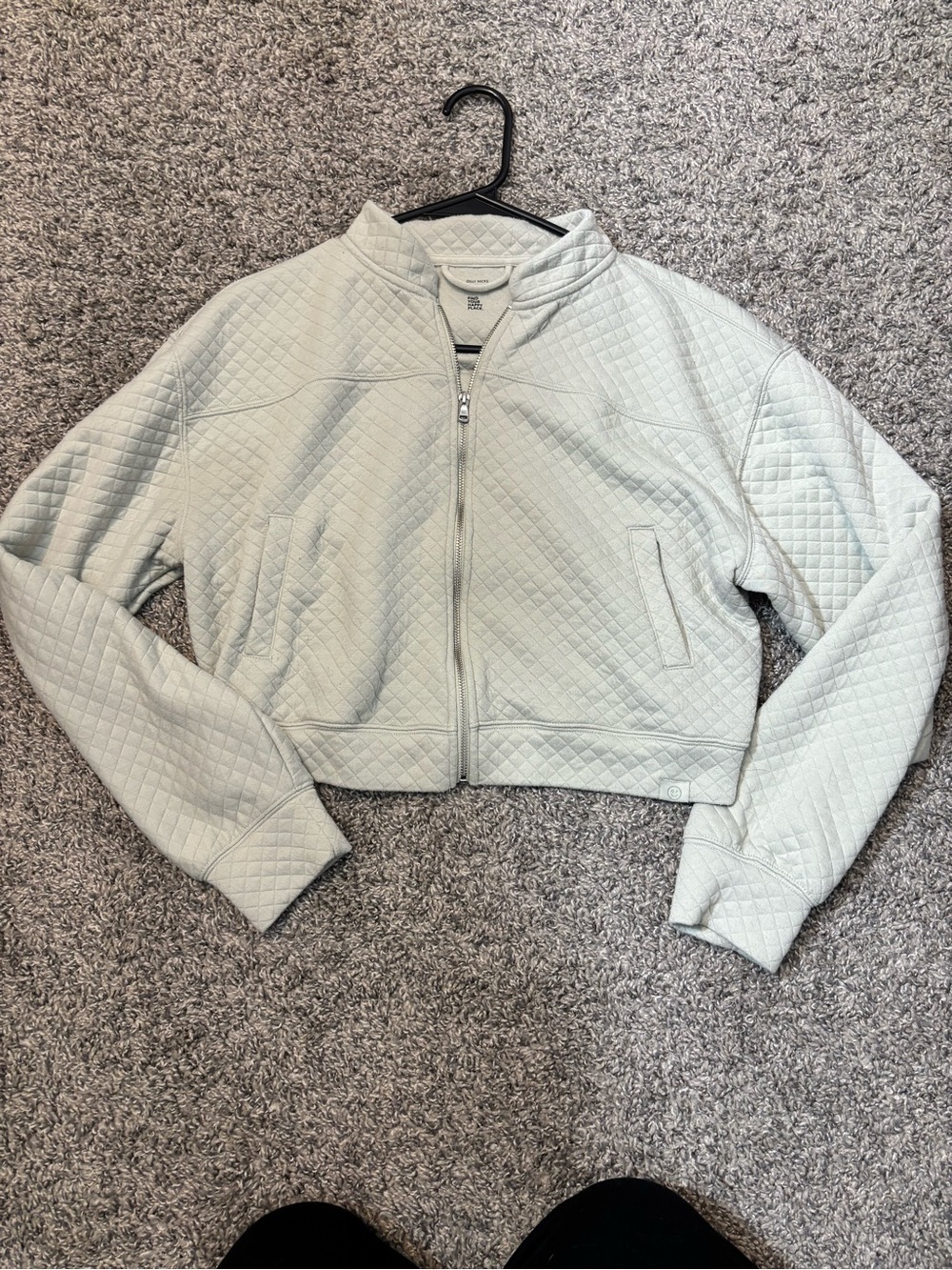 Gilly Hicks Mint Quilted Cropped Bomber Jacket